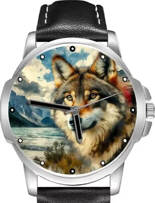 Mexican Wild Wolf On Mountains Unique Unisex Beautiful Art Wrist Watch UK FAST • $98.64