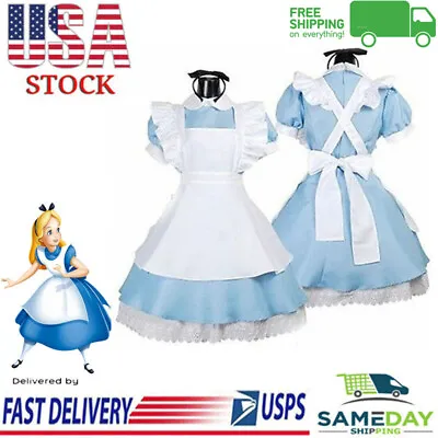 Women Lolita Maid Dress Uniform Halloween Alice In Wonderland Cosplay Costume • $20.89