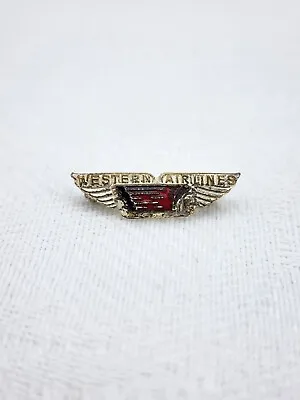 Vintage Western Airlines Indian Head Wings 21mm Silver Plated Airline Wings Pin • $32.50