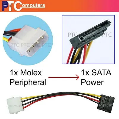 $3.99 • Buy Molex IDE 4 Pin Male To 15 Pin SATA Female Power Adapter Extension HDD Cable