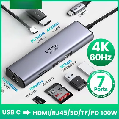 USB C HUB Type C To HDMI 2.0 100W Adapter For Macbook IPad Accessories USB 3.0 • $183.86