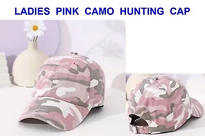 Ladies Pink Camo Hunting Cap Women's Shooting Fishing Camouflage Baseball Hat • £17.90