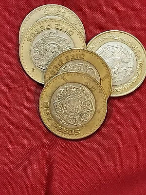  $10 PESOS Bi-Metal Mexican X5 Diez Pesos Aztec Calendar Coin FAST SHIPPING • $13.63