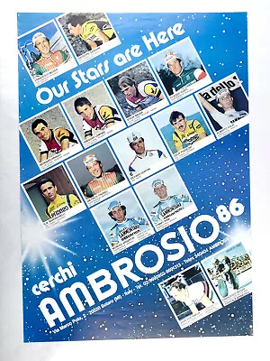 Ambrosio Poster Lemond Moser Saronni Hinault Argentin Bauer  19  X 27  NOS  • $123.75