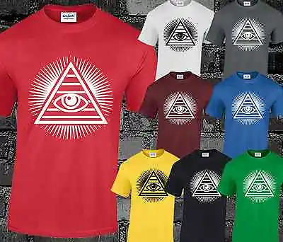 Mens T Shirt ILLUMINATI Swag Cult Pyramid Eye Rebel New Design Tee Obey Skater  • £7.99