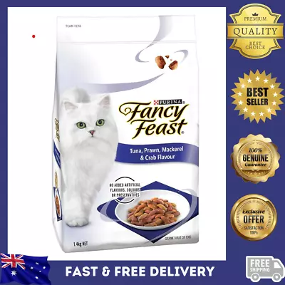 FANCY FEAST Adult Tuna Prawn Mackerel And Crab Flavor Dry Cat Food 1.4kg • $21.55