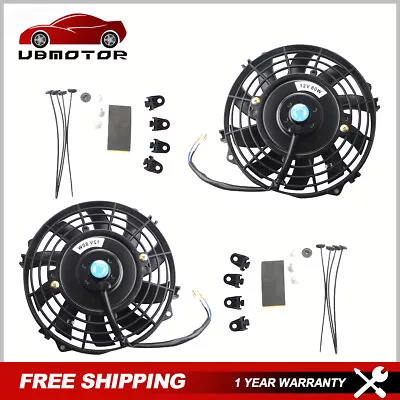 2PCS 7  Universal Black Electric Radiator Slim Cooling Fan With 10 Blades • $34.95