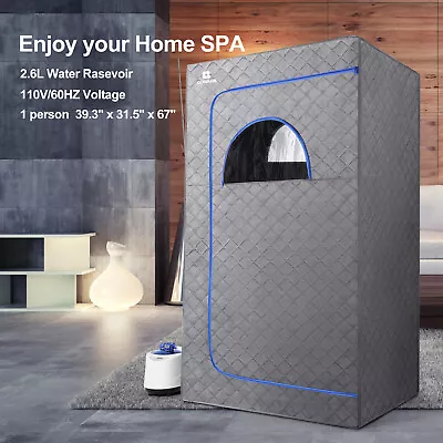 Gray Portable Full Size 1000W Personal Steam Sauna Detox Therapy Home Heated Spa • $109.99