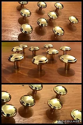 6 Knobs Brass Round Mushroom English Pulls Cabinet Drawer Mid Century Vintage  • $21.99