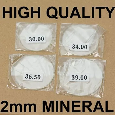 £5.50 • Buy 2mm Thick MINERAL Crystal Glass Glasses Flat 30mm-40mm Large Watch Crystals NEW
