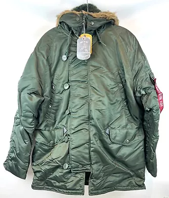 Alpha Industries USAF N-3B Extreme Cold Weather Parka Jacket Sage Green Large • $152.99