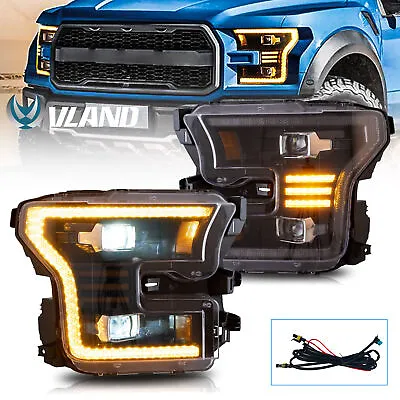VLAND FULL LED Projector Headlights  Sequential Turn For FORD F150 2015-2017set • $559.99