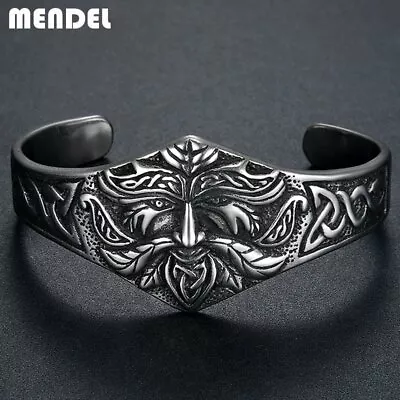 MENDEL 8 Inch Mens Stainless Steel Ancient Norse Viking Cuff Bracelet Bangle Men • $22.99