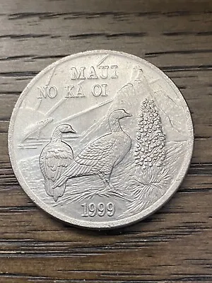 1999 HAWAII MAUI $1 TRADE DOLLAR NENE BIRDS GOOSE WHALE SUN MOUNTAIN (no Silver) • $15