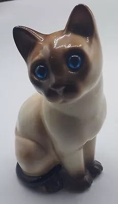 Vintage Enesco Porcelain Siamese Cat Beautiful Blue Glass Eyes Korea • $14.99