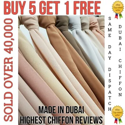 Chiffon Scarf Hijab BUY 5 GET 1 FREE Premium Quality Elegant Sarong Shawl Wraps • £3.99