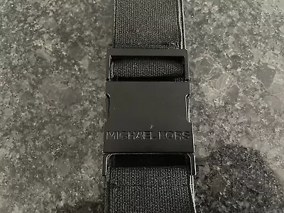 Michael Kors Men’s Size 33”  Inch L  Black On Black Logo Elastic Speed Clip Belt • $44.99