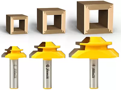 45 Degree 3 Bit Lock Miter Router Bit Set - 1/2  Shank - Yonico 15334 • $59.95