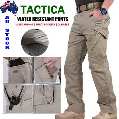 Mens Cargo Work Pants Soldier Water Resistant Tactical Trousers Combat Workwear • $29.98