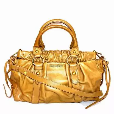 Miu Miu Vitello Luxe Leather 2WAY Bag Handbag Shoulder Bag Free Shipping [Used] • $218