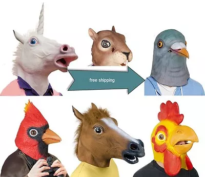 Horse Head Mask Creepy Animal HalloweenCostume Theater Prop Novelty Latex Rubber • $29.95