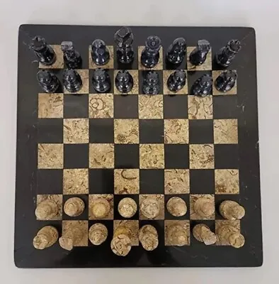 Handmade Black & Brown Marble Chess Board Classic Strategy Game Set • $125