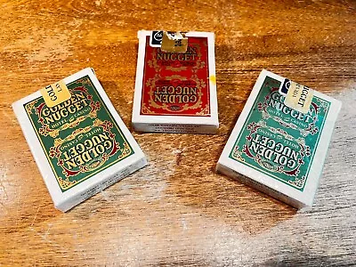 3 Decks Vintage Golden Nugget Playing Cards 2 Green Sealed - 1 Red Open/Unused • $169