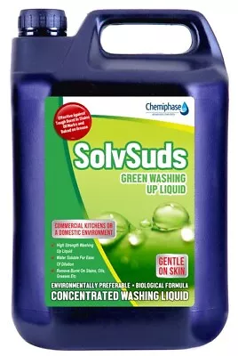 Solvsuds Concentrated Green Washing Up Liquid - 1 X 5 Litres Dish Soap • £21.47