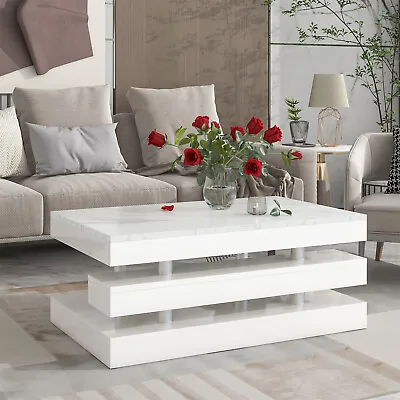 2 Tier Modern High Gloss Coffee Tables Cocktail Center Tables For Living Room US • $159.99