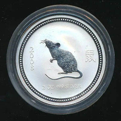 2008 Australian 2oz .999 Silver 2 Dollars Lunar Year Of The Mouse Rat ~ Free S/h • $161.95