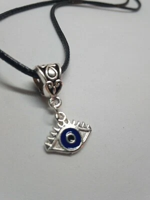 £3.95 • Buy Evil Eye Blue Lashes Necklace Eyeball Lucky Gothic Greek Steampunk Gift Wrapped