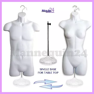 A Set Of Male & Female Mannequin Torso Dress Forms + 1 Stand + 2 Hangers  • $70.85