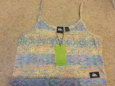 Quiksilver Crop Top NEW Womens Size M Retro Strappy Organic Cotton 90s Style • £9.99