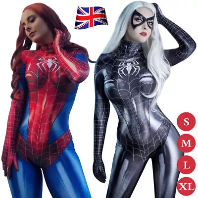 £14.16 • Buy Women-Spiderman Superhero Lycra Jumpsuit Halloween Costume Girl Cosplay Outfit
