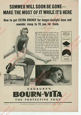 Cadburys Bourn-vita  Summer 1930s A4 Full Size Magazine Adverts Retro Vintage • £3.99
