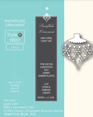 Memory Box Die Snowflake Ornament 98231 • $5.40