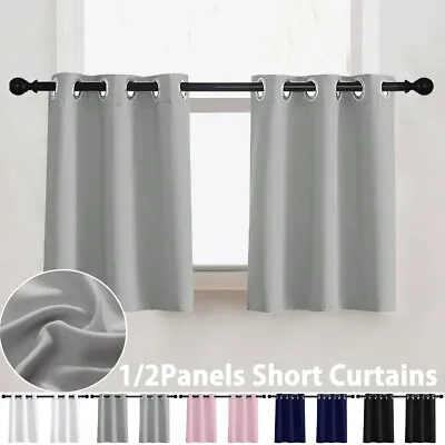 Living Room Short Curtains Bedroom Cafe Kitchen Blackout Window Panels Eyelet • £10.43