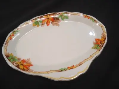 Vintage Grindley Creampetal Autumn Leaves Oval Platter Plate Cream Petal • $24.99