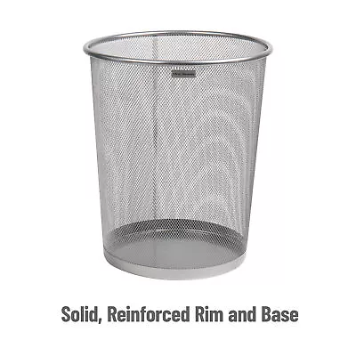 Silver Metal Mesh Trash Can 16.65L 4.4 Gal Office Waste Paper Round Basket • $21.59