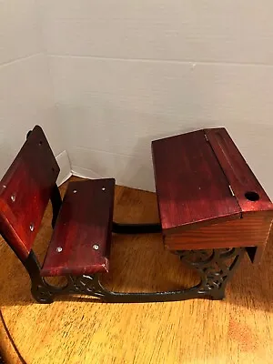 Miniature/ School Desk /Old Fashion Wood & Cast Iron Fits 18  Dolls/perfect • $37.75