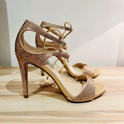 Steve Madden Rose Gold Sparkly Rhinestone Stiletto Shoes Size 6.5 • $35.96