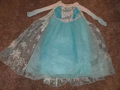 Girls Frozen Elsa Princess Disney Store Costume Dress Size 5/6 • $24.89