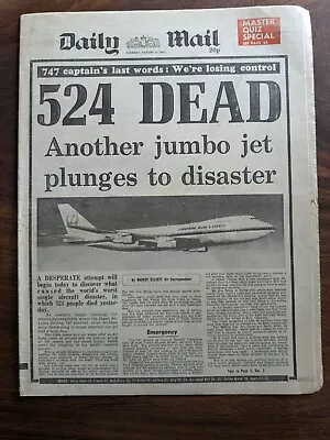 Daily Mail Japan Airlines Boeing 747 Crash 13 August 1985 • £5