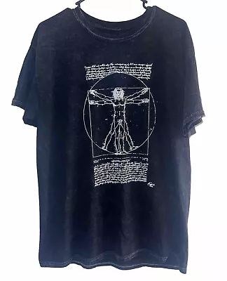 Vintage Y2k Soft Thin Leonardo Da Vinci Vitruvian Man T-Shirt Art Artist Sz M • $15