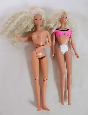 Vintage 2 Mattel Blonde Barbie Dolls Twist N Turn 1976 China • $15.99