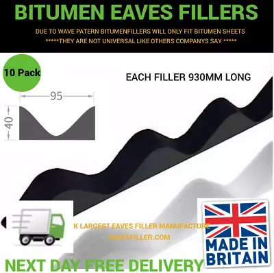 Corrugated Sheet Foam Filler Black & White Eaves Infill For Bitumen Roof Panels • £7.50