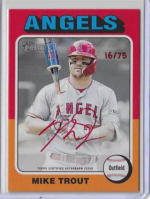 2024 Topps Heritage Mike Trout Red Ink Auto Autograph #16/75 ROA-MT • $1199.99