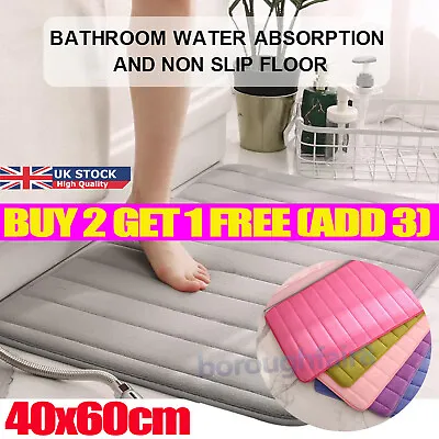 £5.99 • Buy Memory Foam Bath Mat Non Slip Toilet Pedestal Bathroom Shower Washable Soft Home
