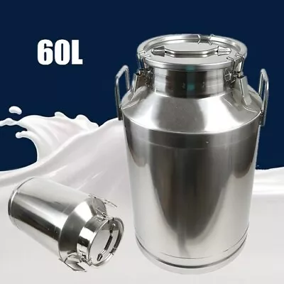 60L Stainless Steel Milk Can Wine Milk Bucket Wine Pail Bucket With Sealed Lid • $131.10