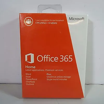 OFFICE 365 HOME 6GQ-00024 1 YEAR 5 PC'S/MACS + 5 TABLETS (look Ad) (D2000) • $73.15